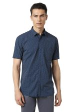 Peter England Men Cotton Slim Fit Casual Summer Half Sleeve Shirt