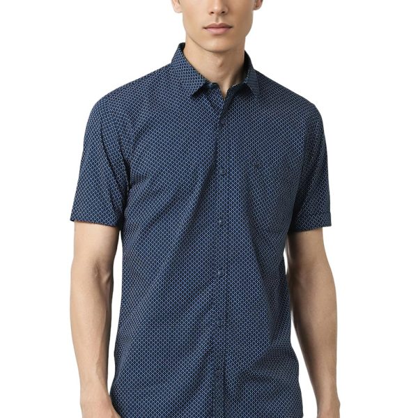 Peter England Men Cotton Slim Fit Casual Summer Half Sleeve Shirt