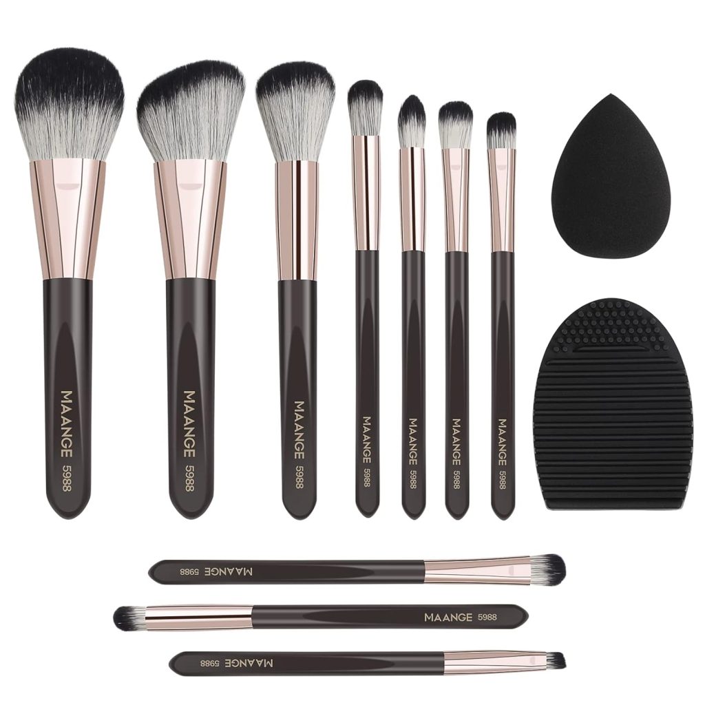 Makeup Brushes,MAANGE 10 PCs Professional Makeup Brushes Set(Brown)