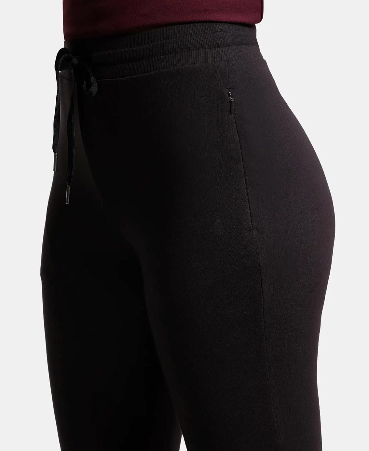 Jockey 1323 Women's Super Combed Cotton Elastane French Terry Slim Fit Mid Rise Joggers with Zipper Pockets - Image 6