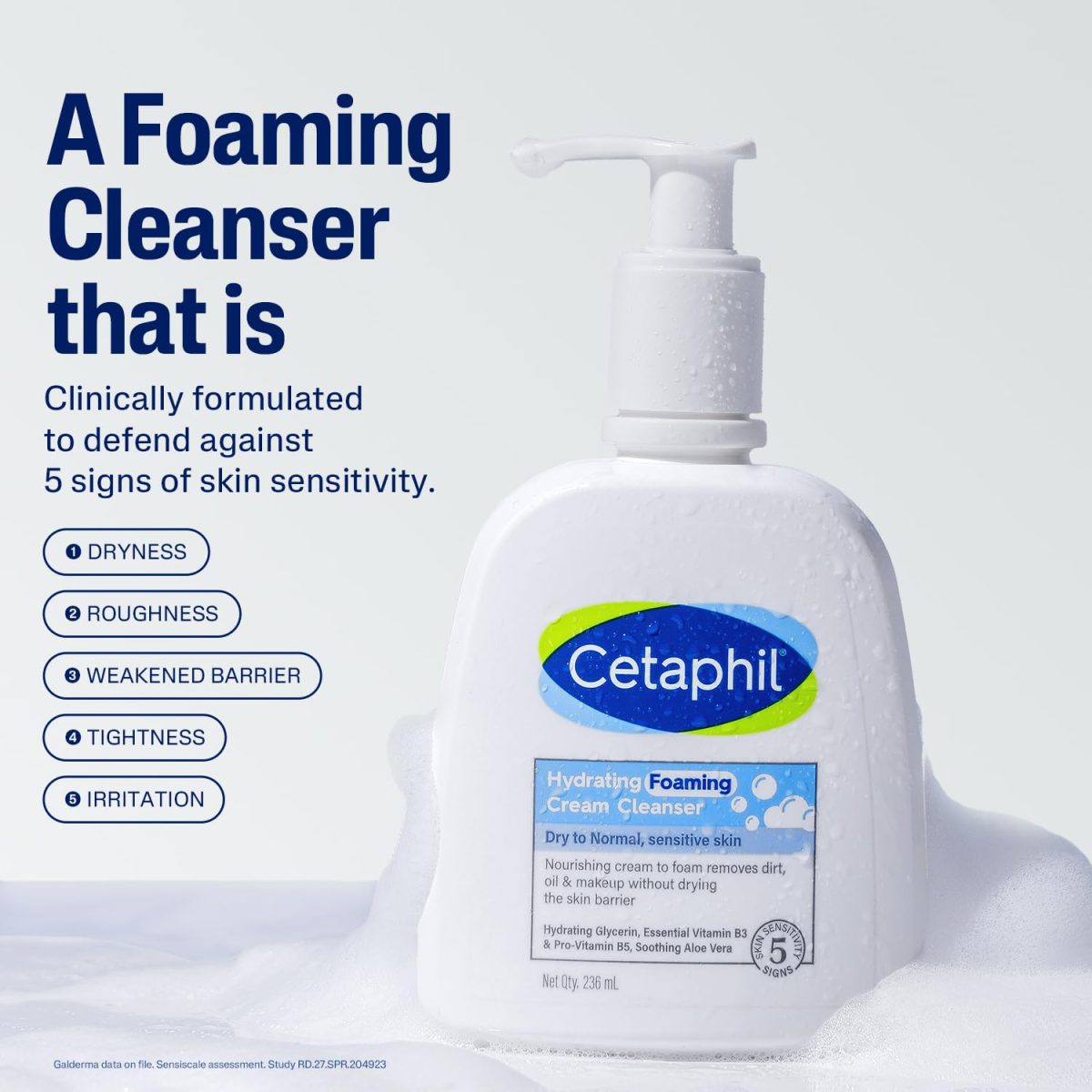 Cetaphil Hydrating Foaming Face Wash for Men and Women | Pollution Defense Cream-to-Foam Cleanser with Niacinamide, Pro-Vitamin B5 & Aloe, 236ml | Removes 97% Pollution Micro-Particles | Gentle Yet Deep Clean - Image 7