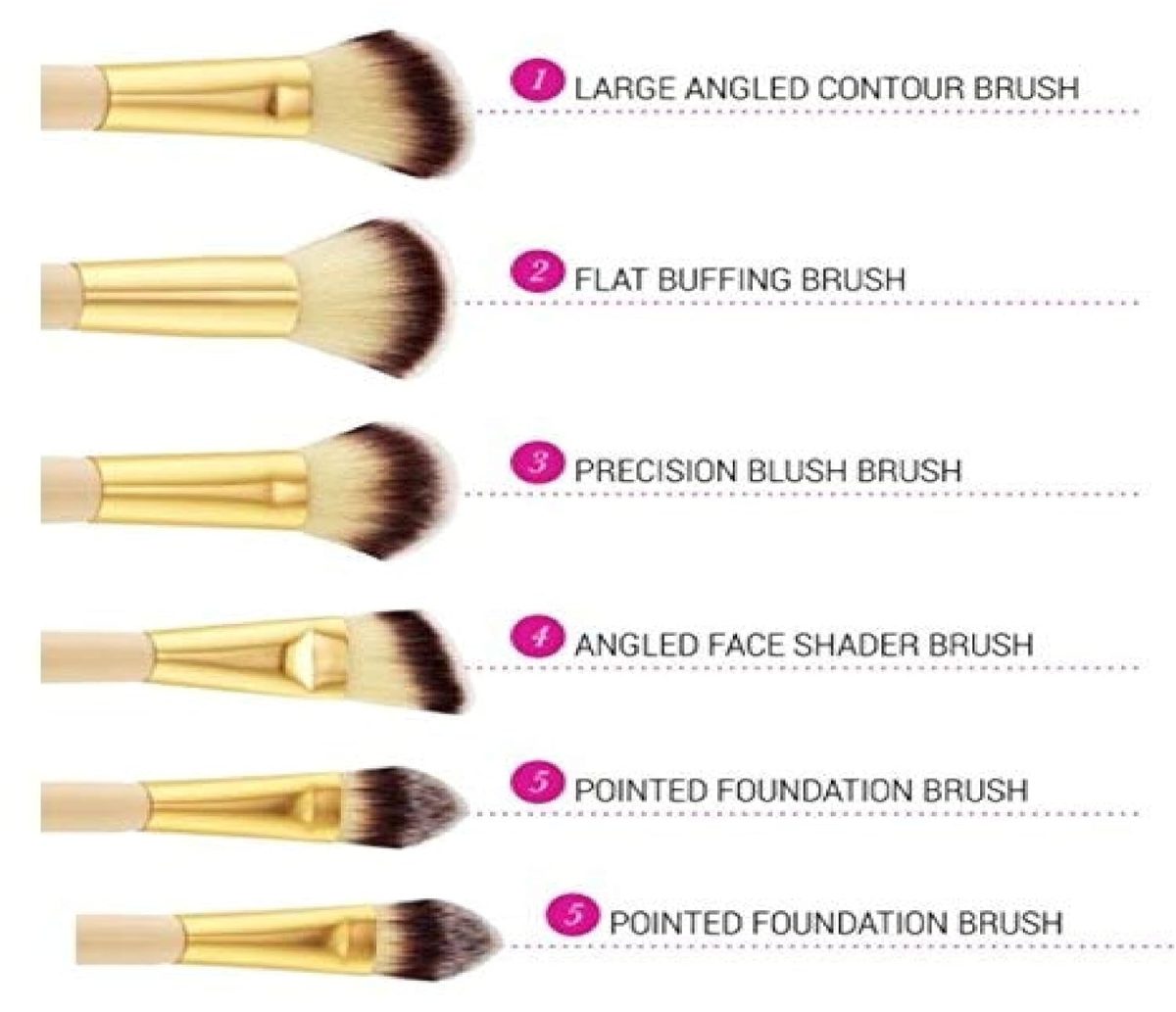 MACPLUS Soft Bristles Makeup Brushes - Brown, Pack of 12 - Image 2