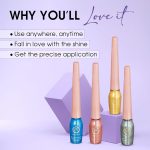 Colors Queen Sky Eyes Shimmer Glitter Waterproof Eyeliner | Long Lasting Liquid Eyeliner with Precision Application | Highly Pigmented & Smudge Proof Eyeliner for Eye Makeup (Shade - 14, 5ml) - Image 3