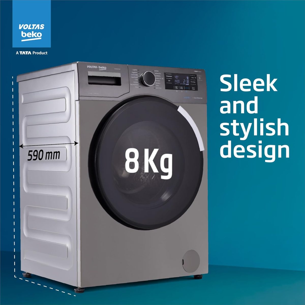 Voltas Beko 8.0kg, Inverter, 5 Star Front Load Washing Machine (WFL8014VTAP, Anthracite), Auto Dosing,Stain Expert - Image 13