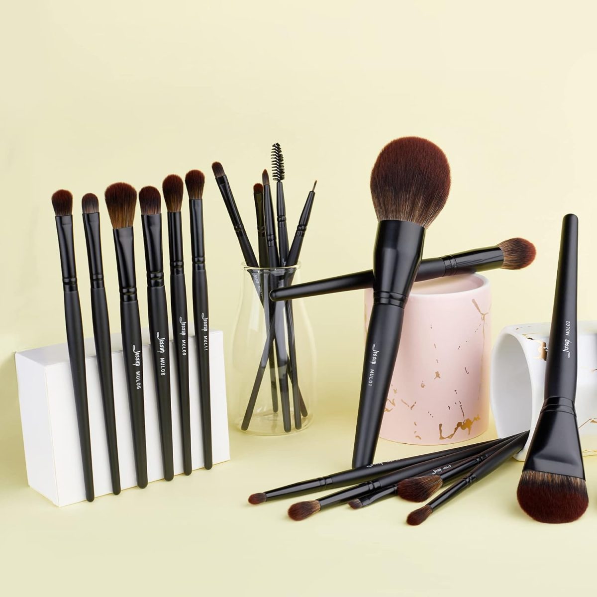 Jessup Makeup Brushes Professional Set 21Pcs Black Complete Collection, Synthetic Hair Makeup Brushes for Powder Blending, Foundation, Highlight Contour, Concealer, Eyeshadow Eye Liner, Spoolie, T271 - Image 8