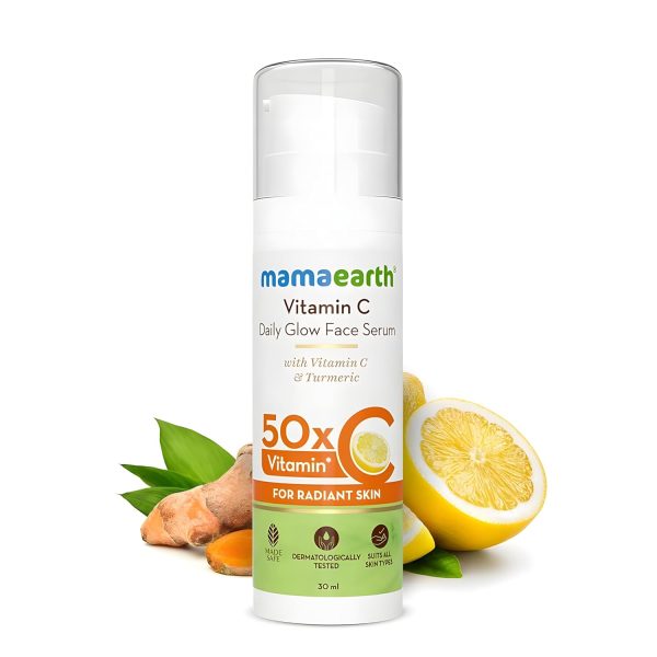 Mamaearth Vitamin C Daily Glow Face Serum for Men & Women - Vitamin C Serum for Glowing Skin, Oily Skin & Dark Spots, With 50x Vitamin C -30ml