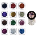 Vizo 12 Pcs Eyeshadow Glitter Powder with Glitter Glue, Multicolor