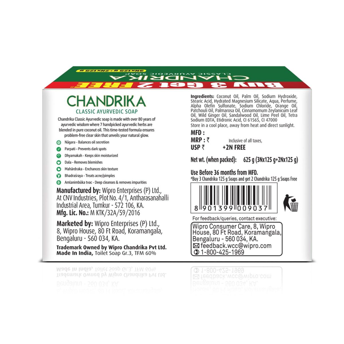 Chandrika Ayurvedic Soap Classic| Handmade Soap for Naturally Radiant Skin| For All Skin Types| 125g (Pack of 3) + 2x125g Soap Free - Image 4