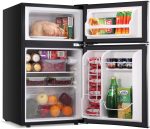 LEONARD USA 115 L Inverter Double Door Mini Fridge for Home Small Fridge with Separate Deep Freezer Compartment & Interior Light for Bar (Based on American Technology) (Black & Silver)
