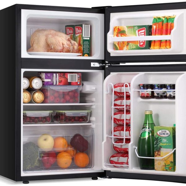 LEONARD USA 115 L Inverter Double Door Mini Fridge for Home Small Fridge with Separate Deep Freezer Compartment & Interior Light for Bar (Based on American Technology) (Black & Silver)
