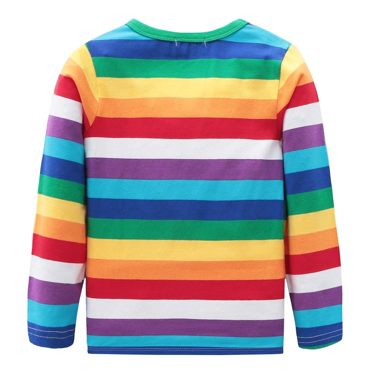 Boys Cotton Long Sleeve T-Shirts Rainbow Striped Shirts - Image 2