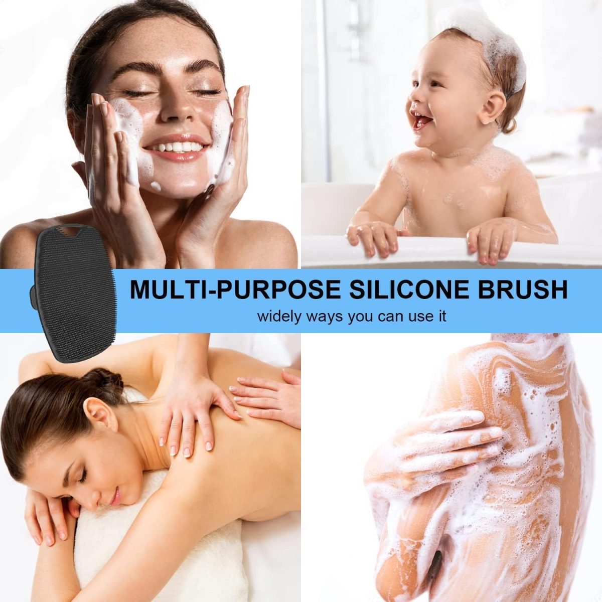 B-BUCKET Silicone Body Scrubber,Shower Scrubber for Nourishing Cleaning & Exfoliating Your Skin Lather Boosting Bristles with Ergonomic No-Slip Handle, Body Exfoliator for Men and Women bath brush - Image 9