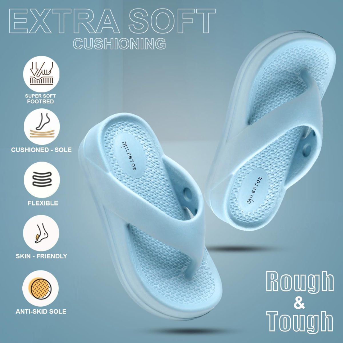MILESTOE Iris Women Comfortable Slippers | Ergonomic Footbed | Lightweight | Platform Heel | Cushioned Sole | Latest, Stylish and Trendy Flip-Flops for Girls and Ladies - Image 3