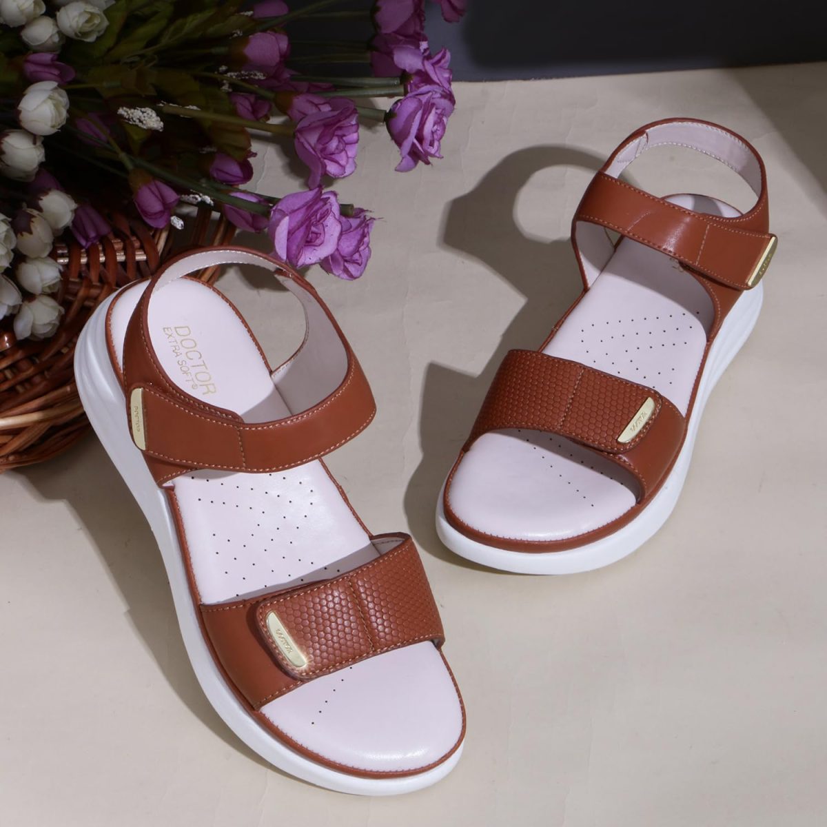 DOCTOR EXTRA SOFT Women's Ultra Lightweight Sandals with Memory Foam Cushion|Stylish & Comfortable|Casual & Non-Slip|Diabetic & Orthopedic Flip Flops with Adjustable Strap Ladies & Girls New-D-610 - Image 3