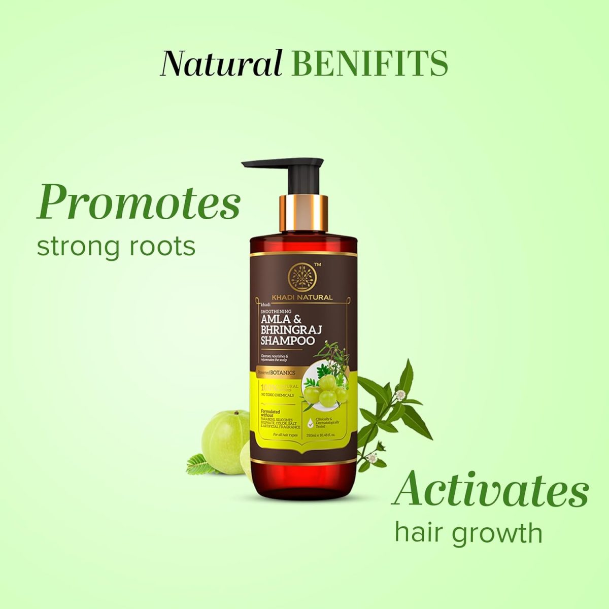 Khadi Natural Amla & Bhringraj Shampoo | Smoothes & Softens Hair | SLS & Paraben Free | Powered by Botanicals | Suitable for All Hair Types | 310ml - Image 4