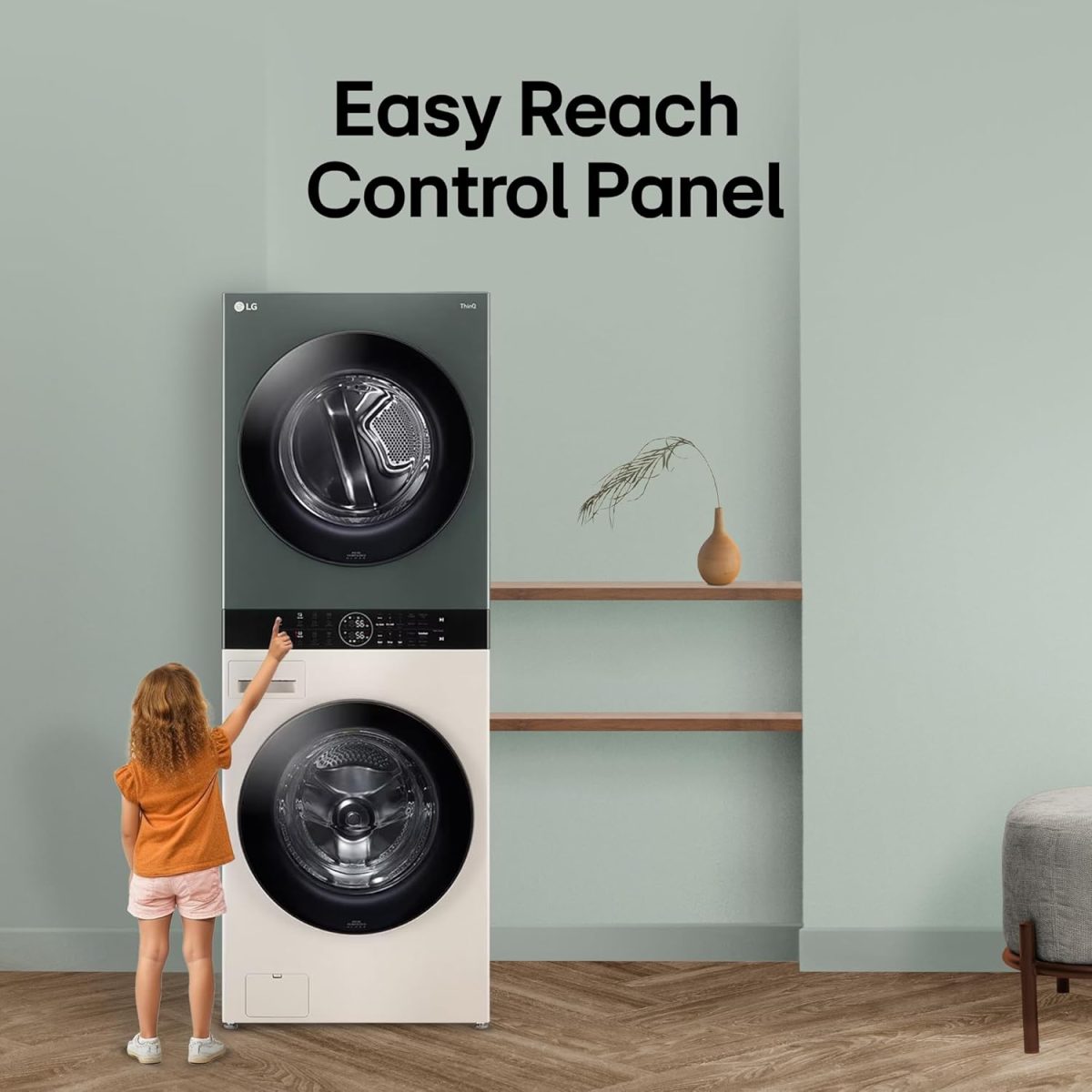 LG WashTower 13 Kg /10 Kg with AI Direct Drive & DUAL Inverter Heat Pump, Fully Automatic Front Load Washing Machine and Dryer (FWT1310BG) with Wi Fi & Central Control Panel Natural Beige & Green - Image 15