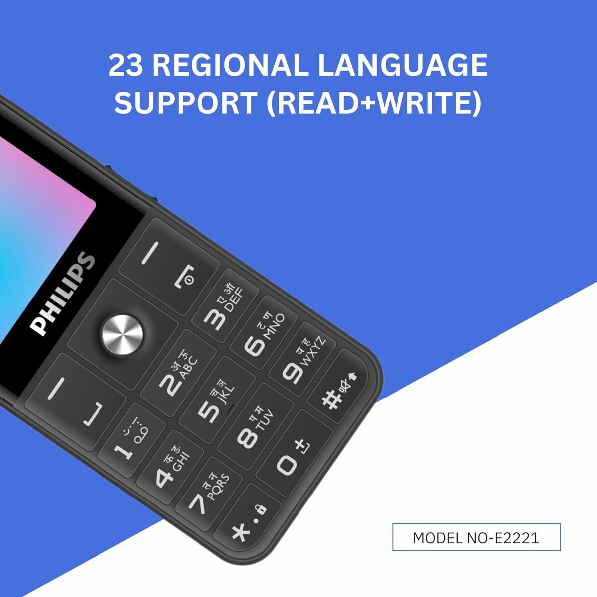Philips All-New E2221 Sleek & Stylish |Keypad Mobile with 2.4" Screen|2500 MAH Battery | 2030mm Speaker| Wireless FM | Bright Torch| Digital Camera|Cool Gray - Image 3
