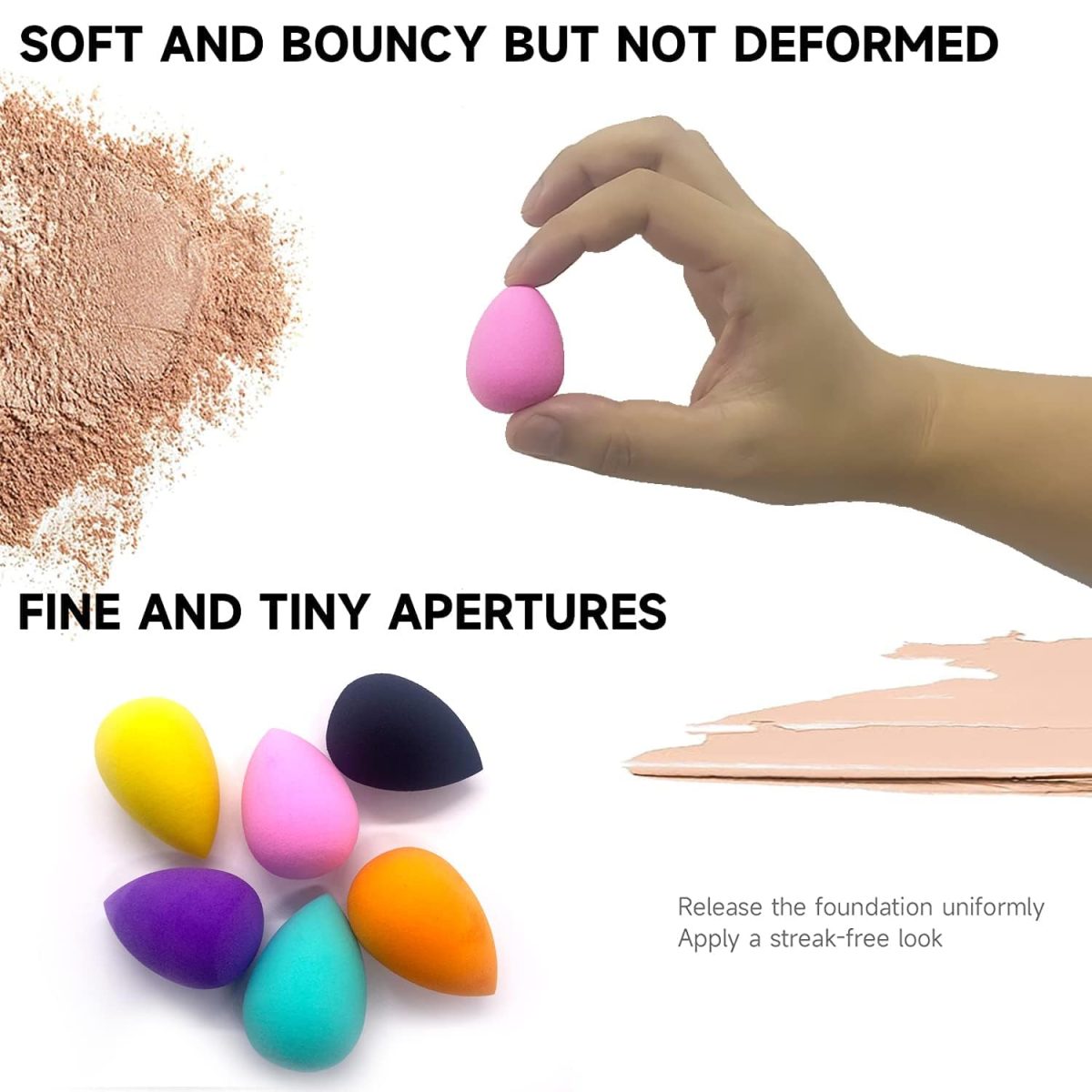 VNZ Beauty Blender Makeup Sponge Puff for Face – 30 Pcs Multi-Colored Makeup Sponges for Foundation, Blending, and Cream Application – Reusable Face Puff Set - Image 7