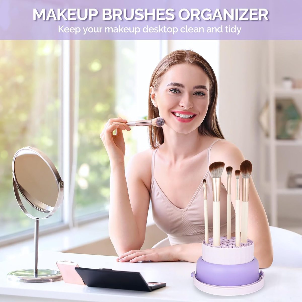 PREPSTO 3 in 1 Cleaning Mat with Brush Drying Holder, Silicone Makeup Brush Cleaner Mat Make Up Brush Cleaning Bowl Cosmetic Brush Washing Tool for Makeup Brush, Sponge, Powder Puff (multicolor) - Image 8