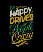 THREADCURRY Crazy Happy People | Funny Motivational Inspirational Quote Cotton Graphic Printed Tshirt for Boys Black - Image 4