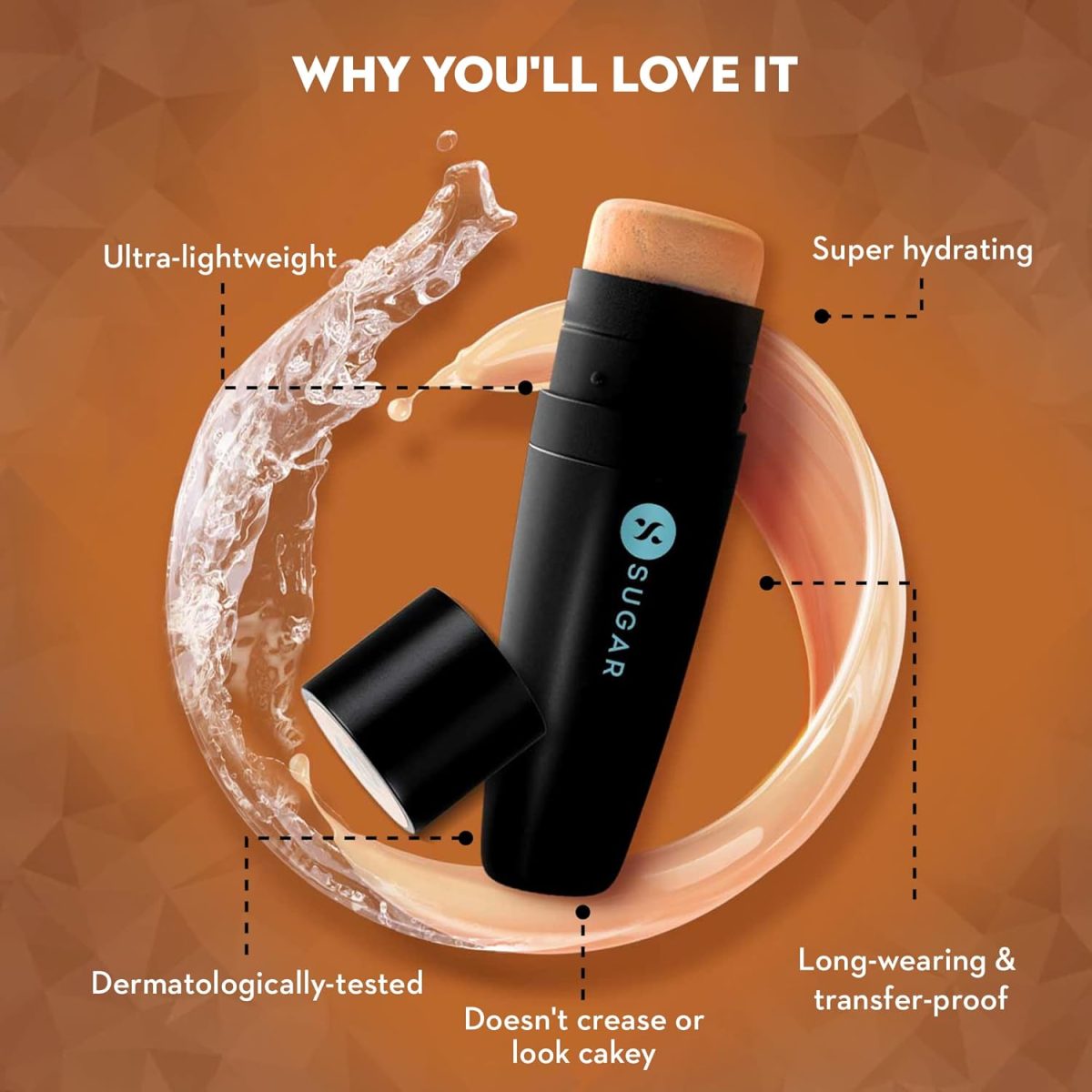 SUGAR Cosmetics Aquaholic Hydrating Matte Foundation Cream | Full-Coverage | For All Skin Types | With Built-In Cushion Applicator | 30Gm - 35 Frappe, 1 Count - Image 2