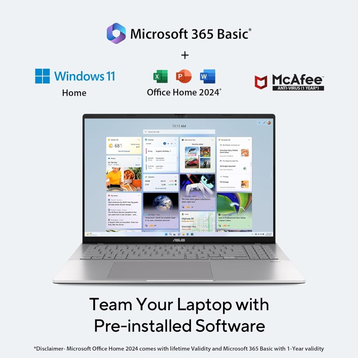 ASUS Vivobook S16, Intel Core Ultra 5 225H, Metallic Design Laptop (Intel iGPU/16GB RAM/512GB SSD/FHD+/16"/144Hz/Windows 11/M365 Basic (1Year)*/Office Home 2024/Cool Silver/1.7 Kg) S3607CA-RP065WS - Image 3