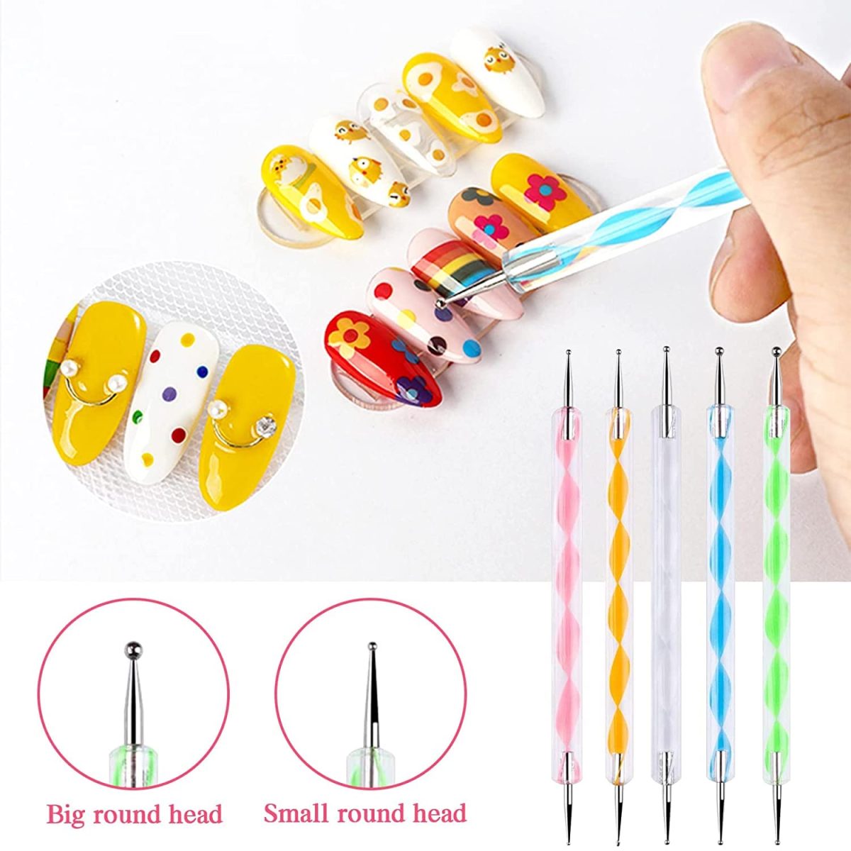 NAILWIND 5 PCS Dotting Pen Tool Dot Paint Manicure kit with 3 PCS Nail Painting Brushes, Professional Nail Art Brushes- Nail Art Brush Pen,Nail Art Design Tools. - Image 5