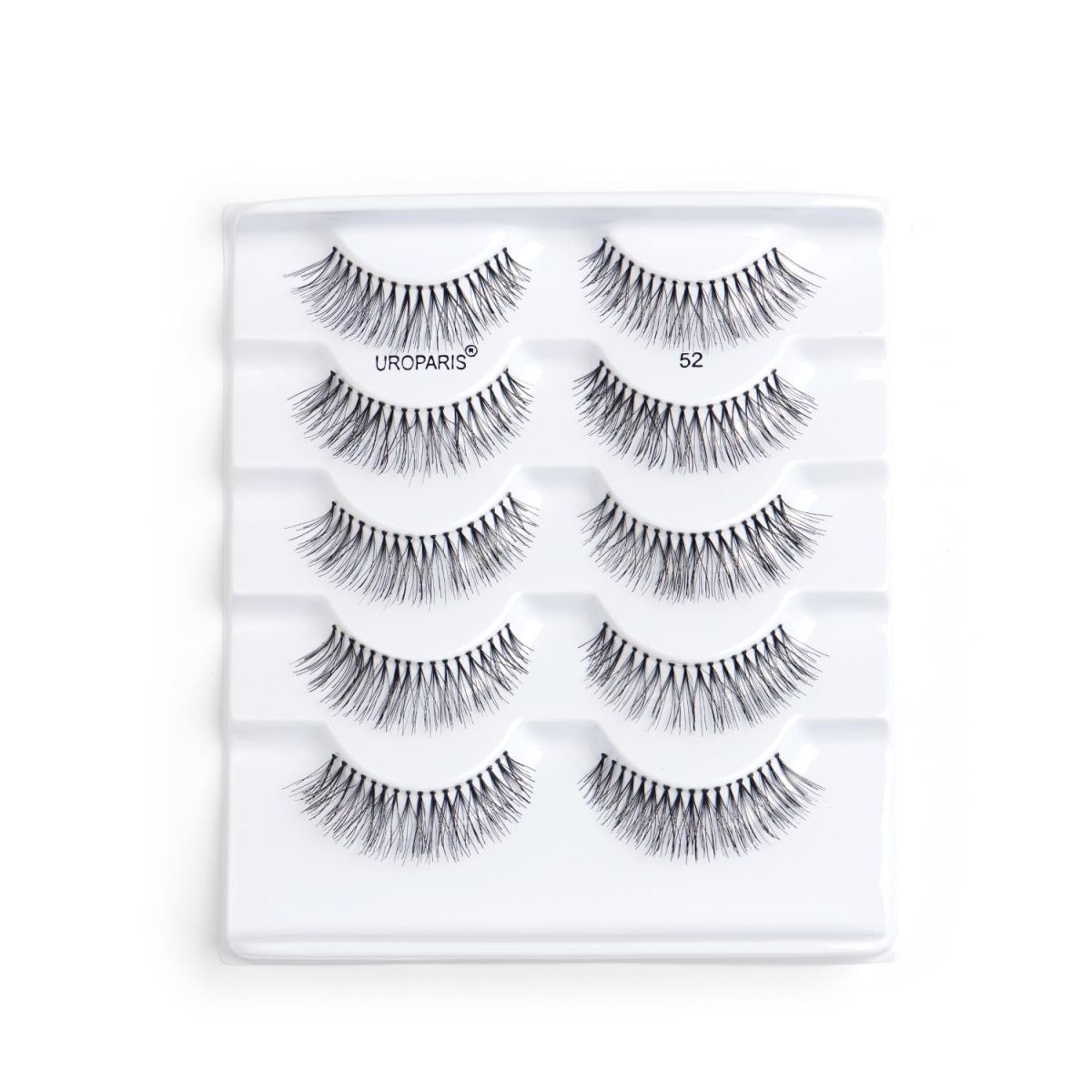 Uroparis 52 Eyelashes for Women — Pack of 5 Tapered Handmade Eye Lashes | Lightweight False Lashes with Premium Virgin Hair | Invisible Band | For Glam Look & Enhance Beauty (Black) - 5 Pair - Image 2