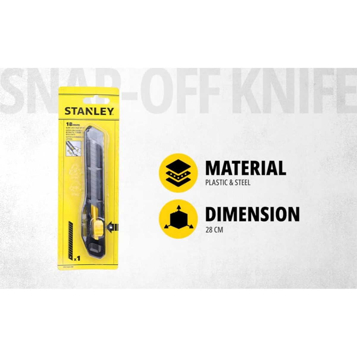 STANLEY STHT10323-800 18 mm Plastic Slide Lock Snap-Off Knife for Home & Professional Use, YELLOW & BLACK - Image 2