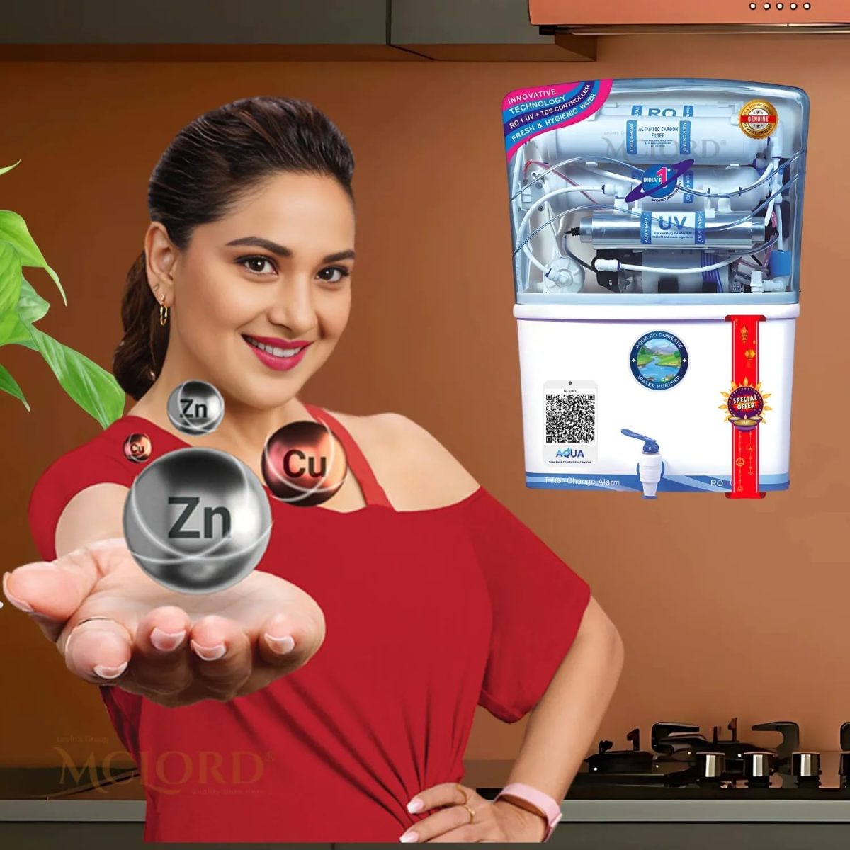 All India Group® Aqua Original RO Domestic Water Purifier (RO+ LED UV+ ORC COPPER+ HIGH TDS MEMBRANE+ TDS CONTROL) Fully Automatic, Best For Home/Office Purpose | 9 Stages | 18 LPH | 12 Liter Storage - Image 2