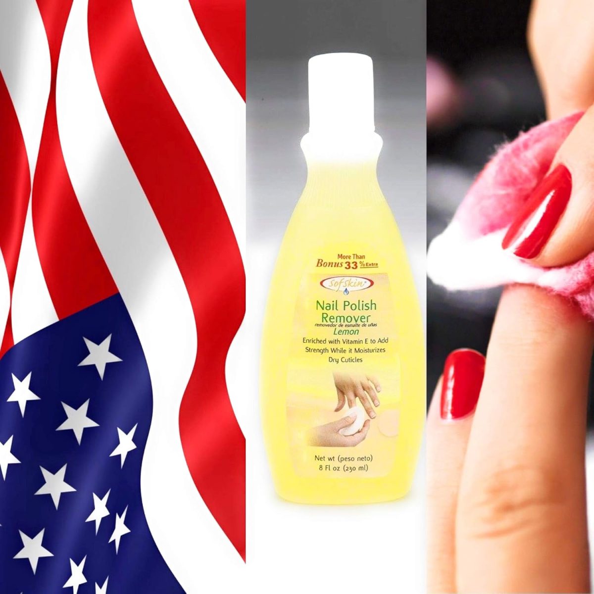 SOFSKIN (American Brand) Acetone Nail Polish Removers & Cuticles Moisturizer Combo (Lavender, Lemon & Strawberry) 230 ml each = 690 ml - Image 5