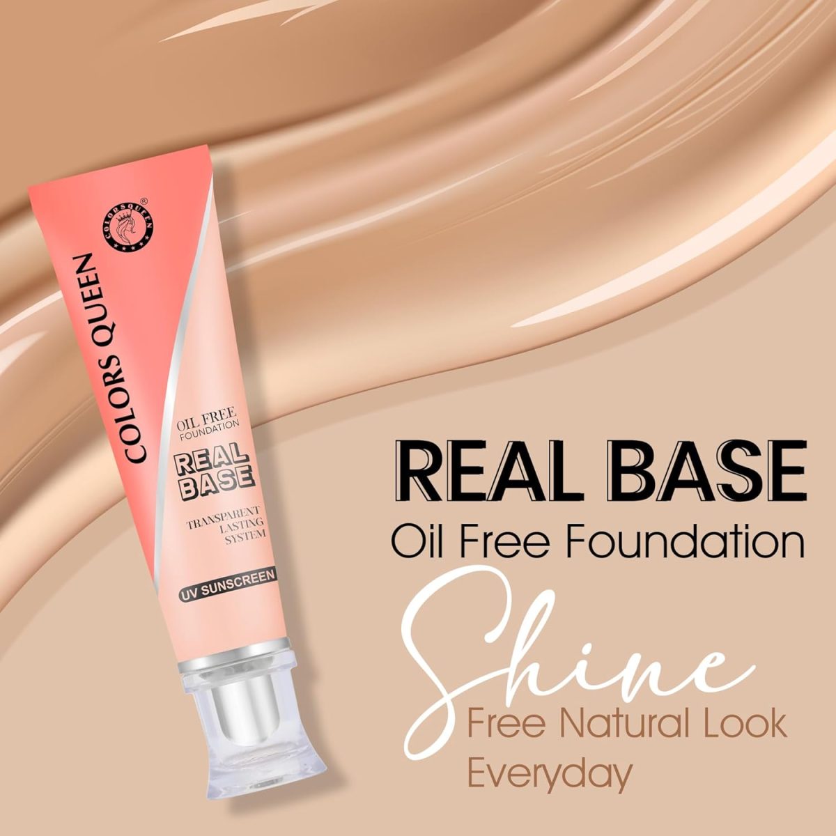 Colors Queen Real Base Oil Free Foundation | Matte Finish, Long Lasting & Lightweight Formula | Easy to Blend, Buildable Coverage | Waterproof Foundation for Face Makeup (01 - Classic Ivory, 40ml) - Image 5