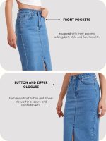 GRECIILOOKS Denim Skirt for Women | Long Skirt for Women | Skirt for Women | Denim Skirt for Women Long | Pencil Skirt for Women - Image 3