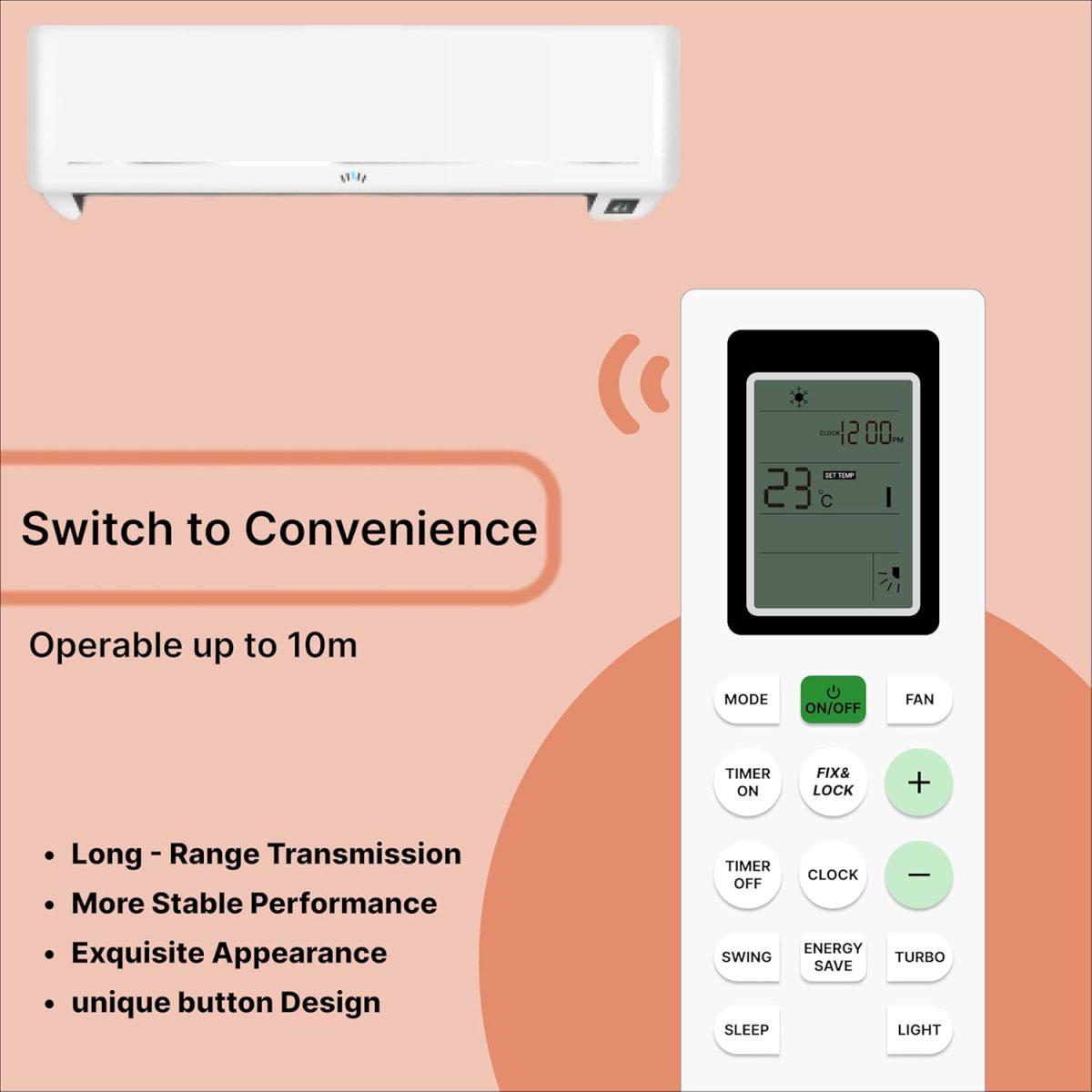 ZIEVA Compatible with Bluestar AC Remote Replacement for 1, 1.5, 2 ton Split/Window Air Conditioner - Please Match The Original Remote (AC 226 A) - Image 4