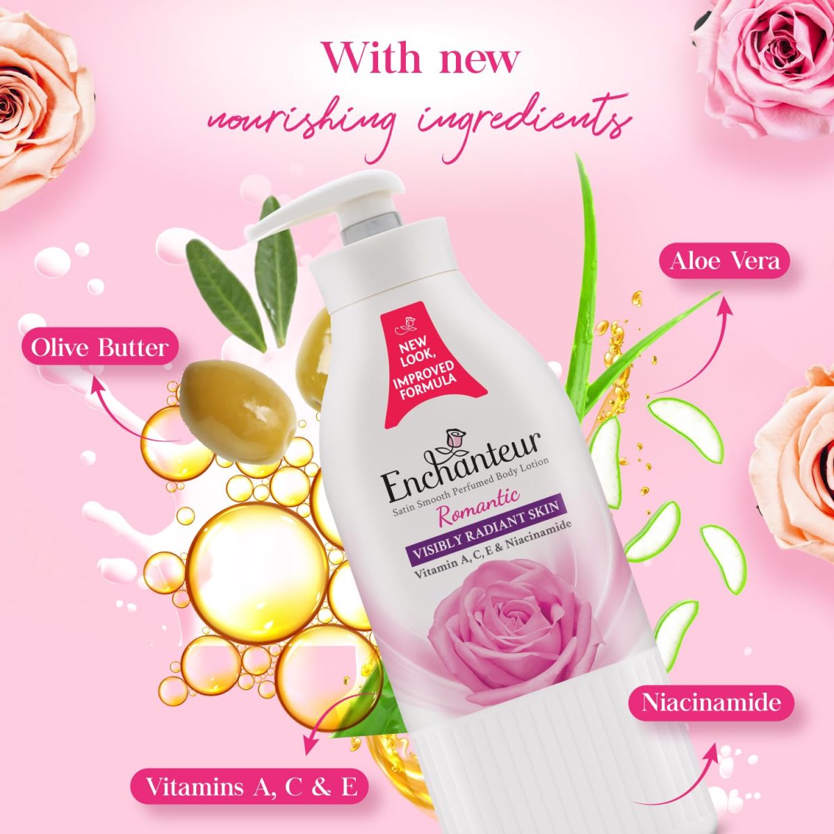 Enchanteur Romantic Perfumed Body Lotion, 500ml, with Aloe Vera & Olive Butter for Silky Smooth Skin - Image 6