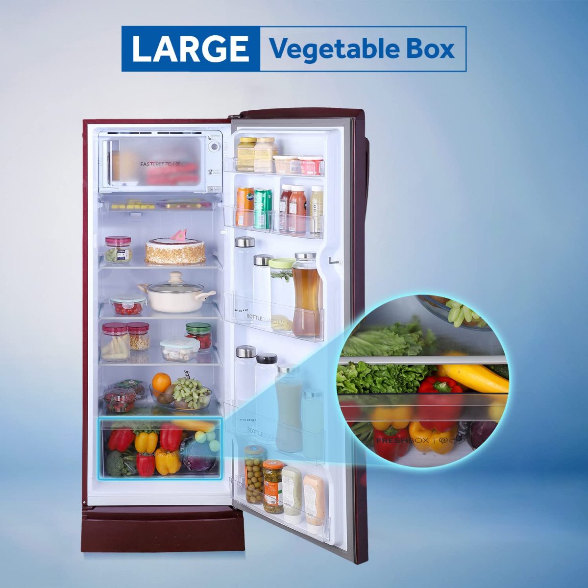 Haier 242 L 3 Star Single Door Direct Cool Refrigerator Appliance, Diamond Edge Freezing Technology (HRD-2423PRP-E, Red Peony,Floral, Base Drawer, 2022 Model) - Image 5