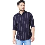 Spykar Men Navy Blue Cotton Slim Fit Full Sleeve Striped Shirt
