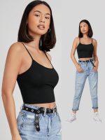 Aahwan Women's Polyester Fitted Solid Form Crop Cami Top - Image 6