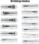 lizepto 13 Pcs Makeup Brushes Set with Bag – Foundation, Concealer, Powder, Blush, Highlighter, Eyeshadow & Eyebrow Brushes – Travel Makeup Kit for Beginners & Makeup Artists (Green) - Image 6