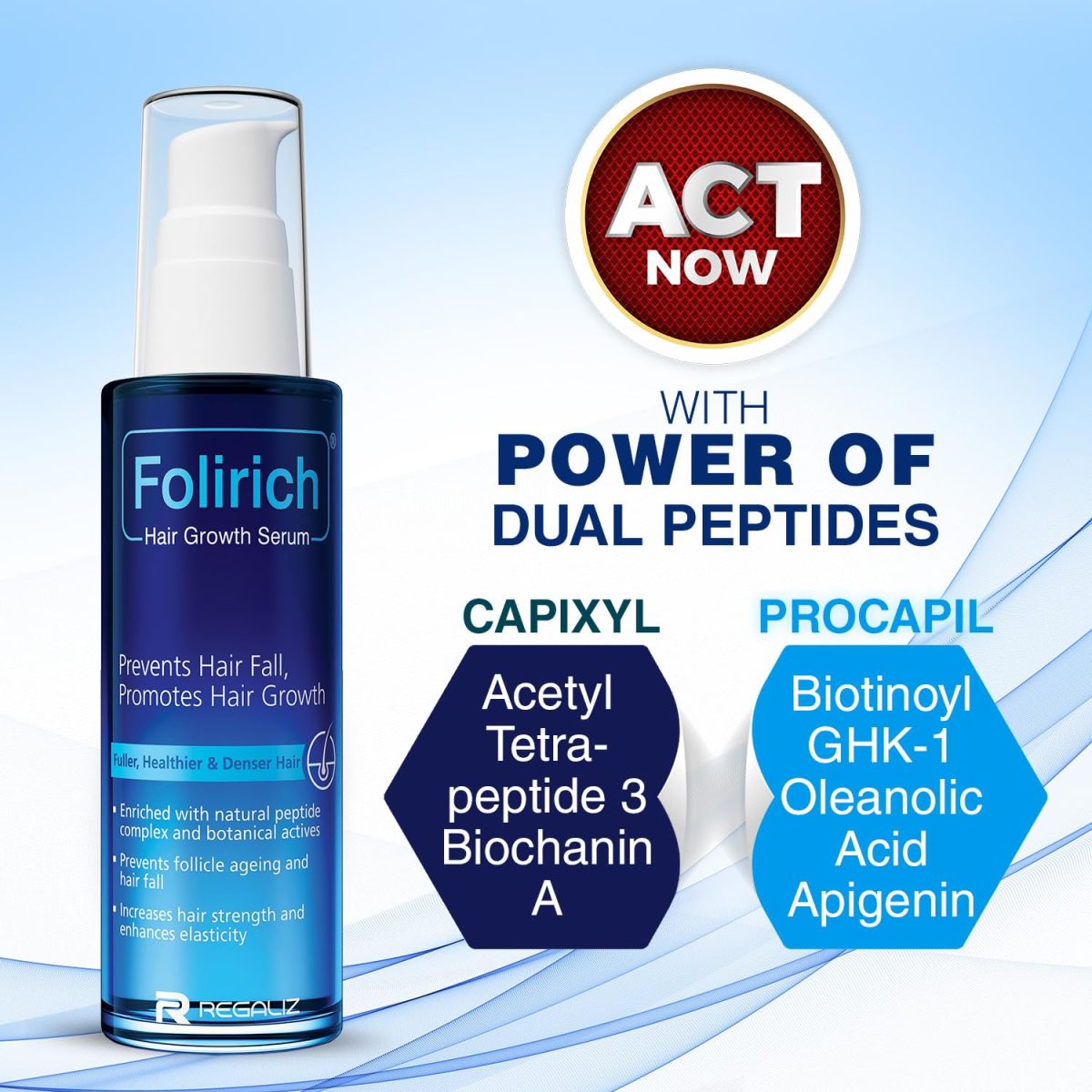 Folirich Hair Growth Serum | Promotes Fuller, Thicker, and Healthier Hair | Reduces Hair Fall and Strengthens Hair | Suitable for Men and Women | 60mL - Image 4