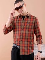The Indian Garage Co Men's Cotton Regular Fit Checkered Full Sleeves Cutaway Collar Casual Shirt - Image 5