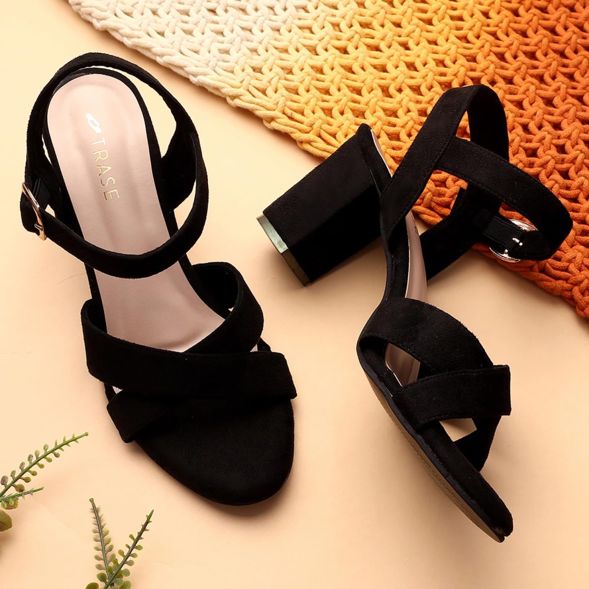 TRASE Block Heels Sandals For Women, Dusky Stylish & Comfortable Footwear - Image 5