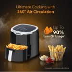 AGARO Galaxy Digital Air Fryer For Home, 4.5L, Electric Air Fryer, Convection Oven, 1400W, 7 Preset Programs & Reheat, 360 Degrees Air Circulation, Digital Touch Display, Bake, Roast, Toast, Black - Image 3