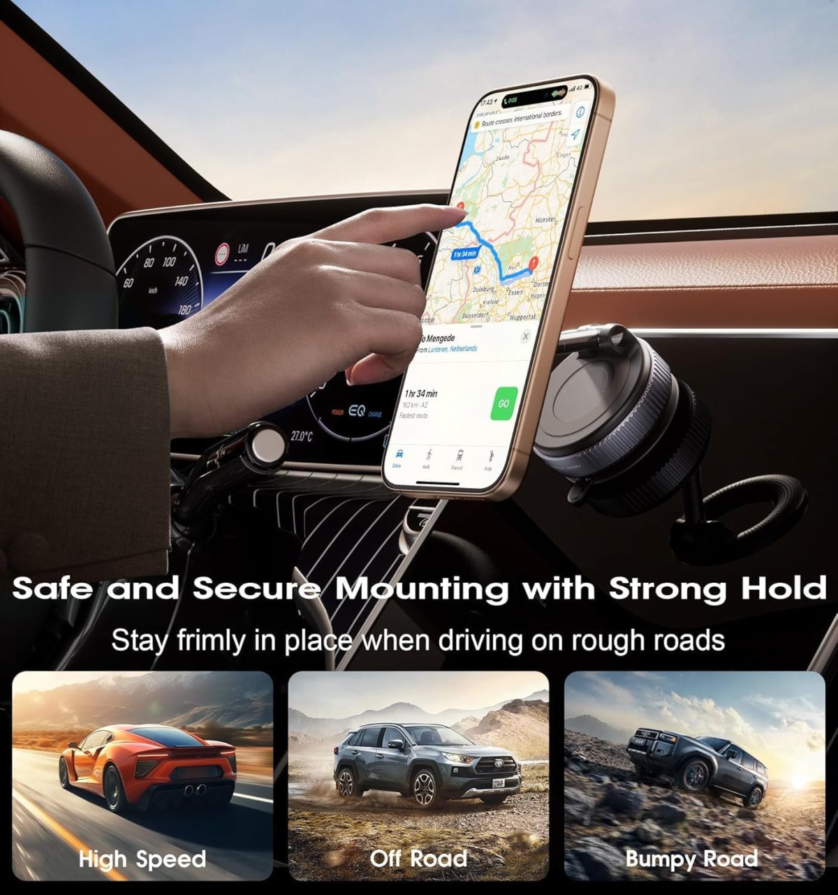 Yootech 360° Vaccum Magnetic Phones Holder, Magnetic Car Phone Mount, Hands-Free Suction Cup Phones Holder for Car/Gym/Mirror/Shower, Car Mount Compatible with All Mobile (Extended) - Image 4