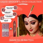 Combo of 1 Liquid Sindoor & 60 Bindis | Skin Friendly | Smudge-Proof, Long Lasting | Perfect for Women & Girls - Image 2