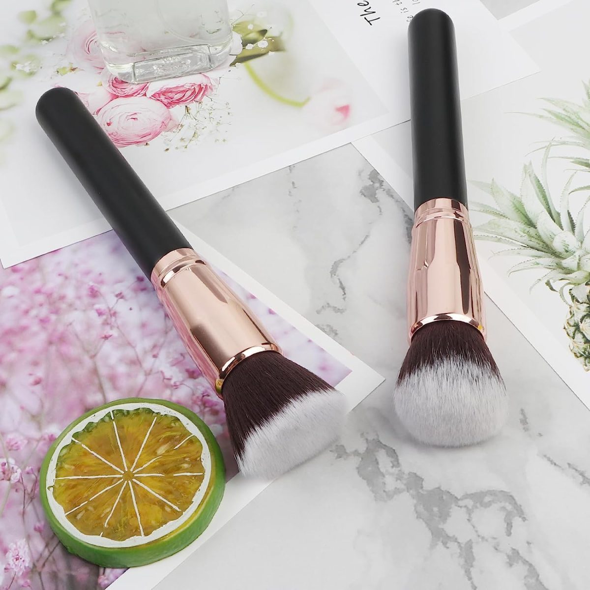 Spanking Persian Bristle Brush and Powder Sponge Puff Makeup Set- Multicolour (Black,White, Pink), 2 Pcs Brush And 1 Makeup Blender - Image 4