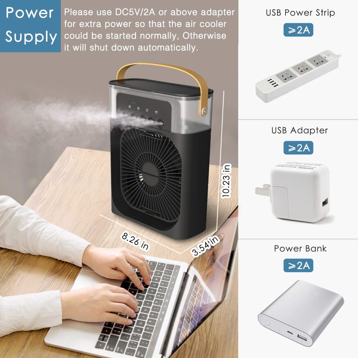 Enfogo (Enjoy calm Summer With 15 Years Warranty) Transform your environment with the Portable Air Conditioner Fan. Perfect forr offices, and kitchens, this USB-mini cooler_Multicolor - Image 5