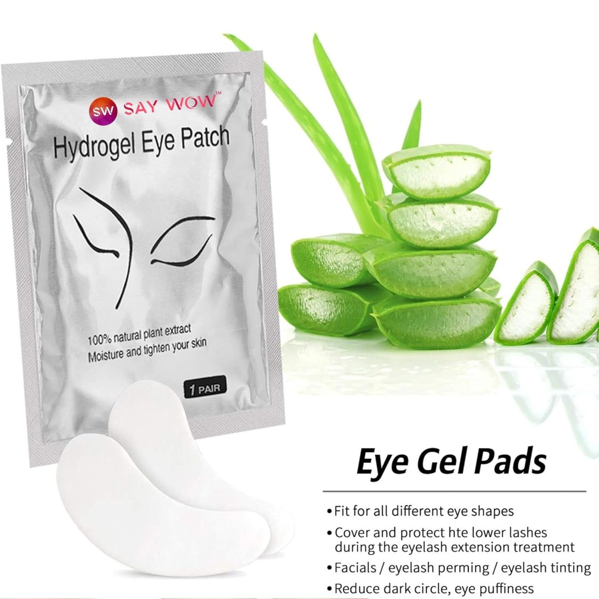 SAY WOW Hydrogel Eye Patches 20Pcs Eyelash Under Eye Pads Lash Eyelash Extension Paper Patches Eye Tips Sticker Wraps Make Up Tools Lint Free Eye Gel Patches (20 Pairs) - Image 8