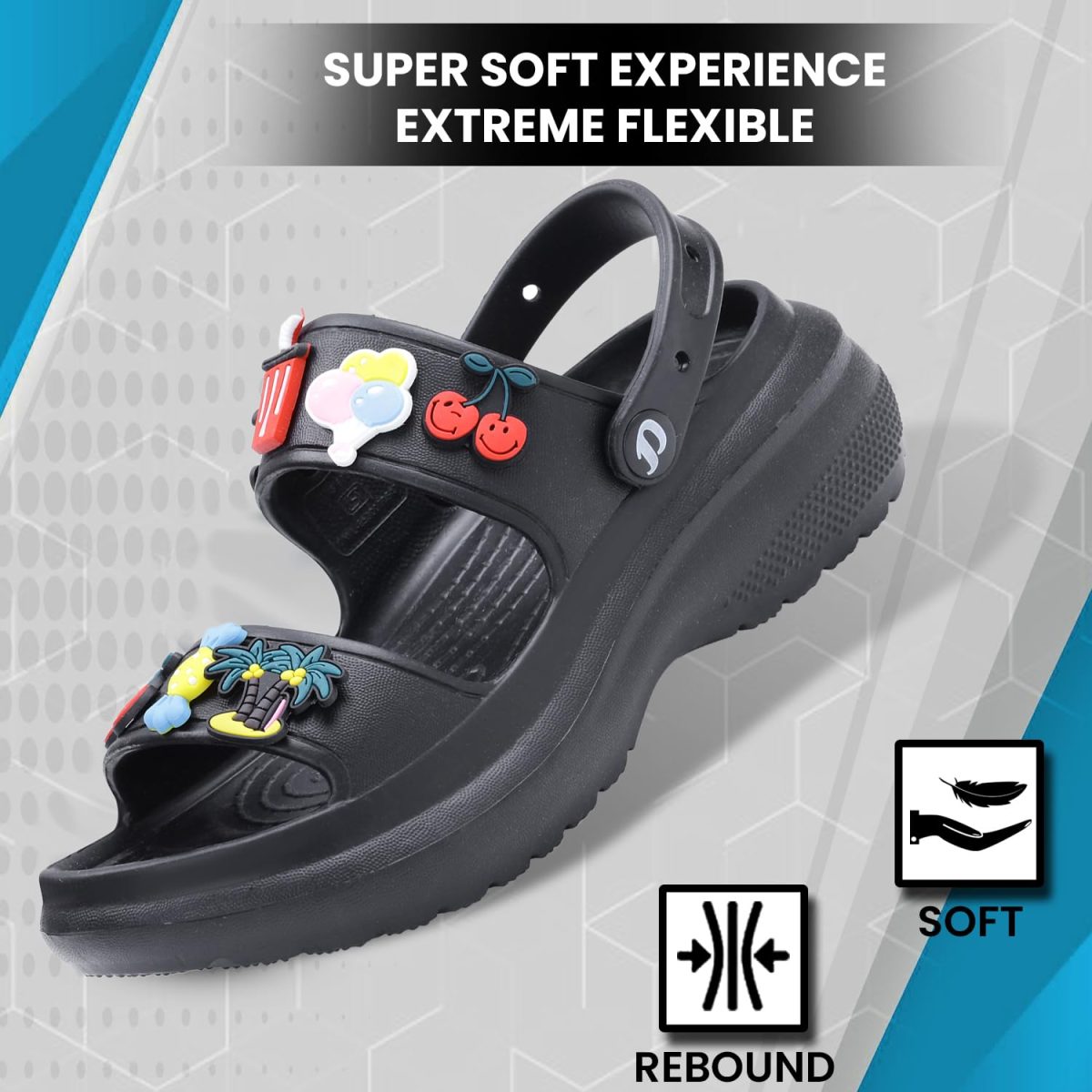 DOCTOR EXTRA SOFT Women's Classic Charms Cushion Sandals/Clogs with Adjustable Back Strap for Adult| Comfortable & LightWeight | Stylish & Anti-Skid | Waterproof Casual Daily Mules Girls & Ladies D-552 - Image 4