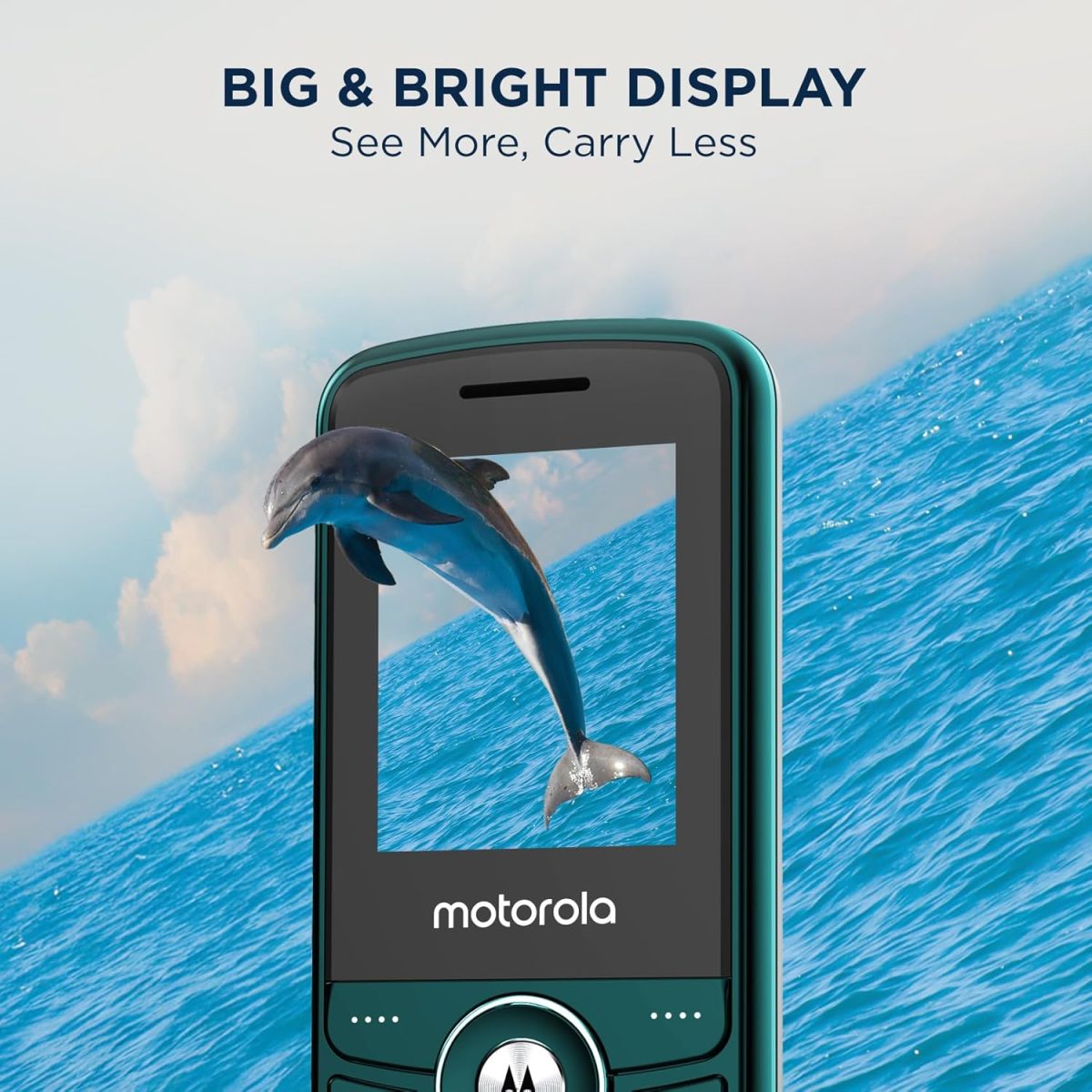 (Refurbished) Motorola All-New A200 Dual Sim keypad Phone (with Voice Feature) | 2 Years Replacement | Long Lasting Battery | Wireless FM | Bluetooth Connectivity | Auto Call Recording (Teal Blue) - Image 3